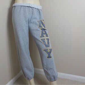 Gildan Navy Joggers in Gray with Navy and Gold Print